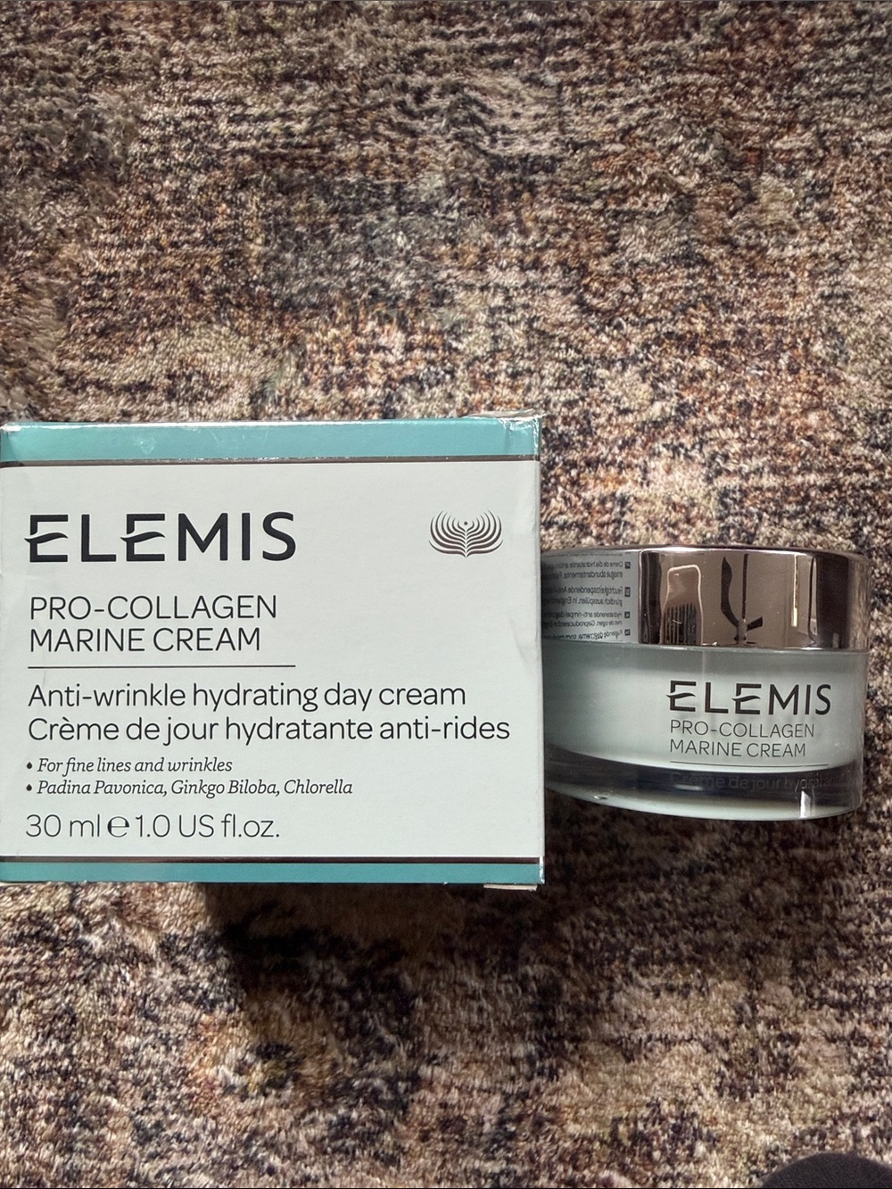 ELEMIS Pro-Collagen Marine Cream in Aqua and White Packaging